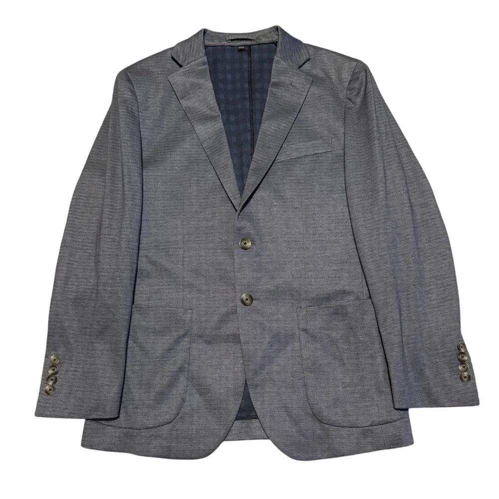 Jos. A. Bank Traveler Mens 38S Slim Fit Blue Micro Pattern Blazer Sport Coat
